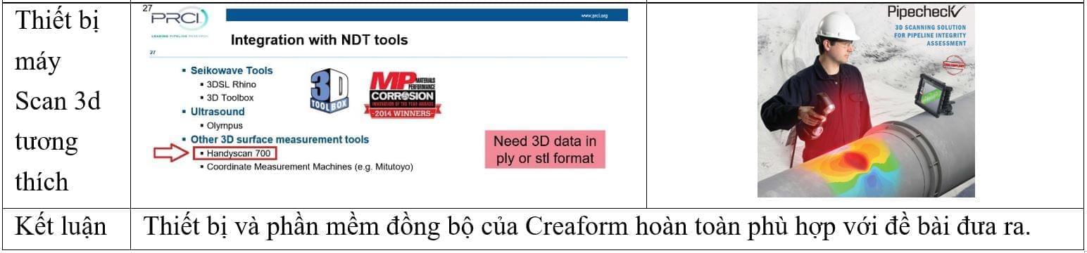 máy scan 3d kiểm tra mòn