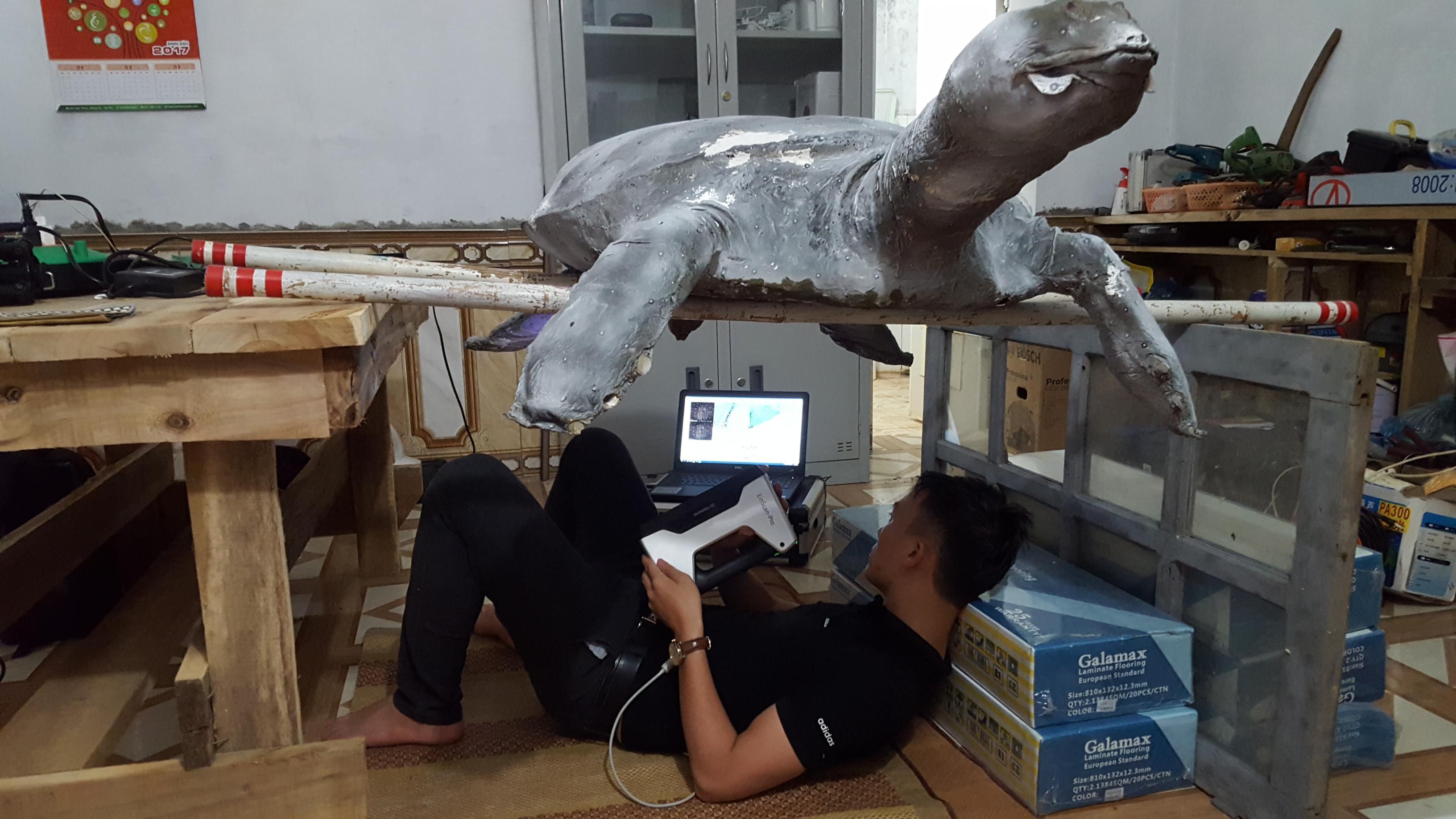 Dịch vụ scan 3d cụ rùa 300 tuổi, số hóa và chế tạo mẫu cho bảo vật bảo tàng