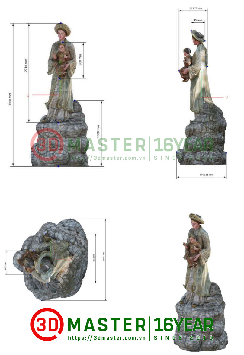 Kết quả Scan 3D tượng đức mẹ bằng công nghệ số hóa 3D trên máy GeoSLAM