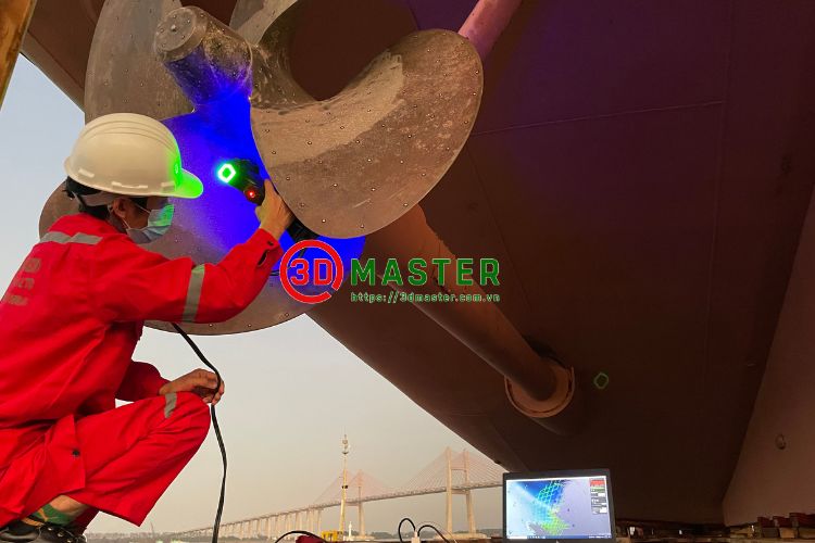 Scan 3D laser thu thập dữ liệu bề mặt chân vịt phục vụ đo kiểm 