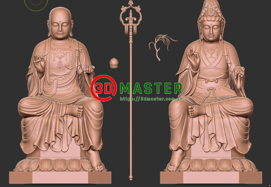 Scan 3D và thiết kế ngược tượng Ngài Địa Tạng và Ngài Quan Âm phục vụ trùng tu