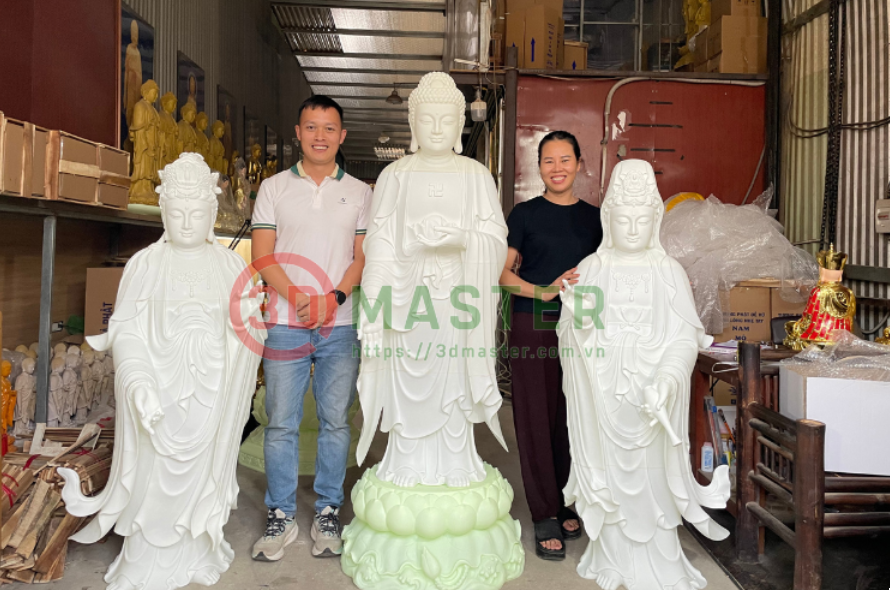 Hoàn thiện bộ mẫu Tam Thánh cao 2,1 m bằng công nghệ in 3D