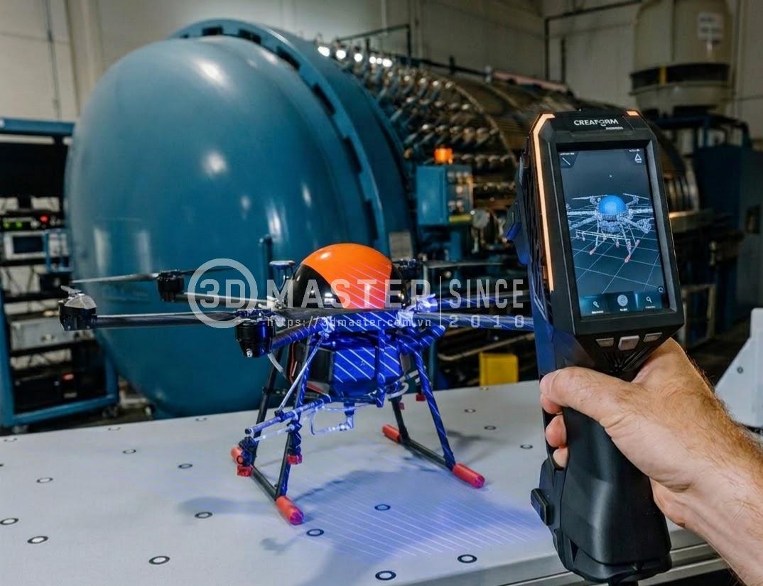 Quét Scan 3D thu dữ liệu linh kiện Drone chính xác. 