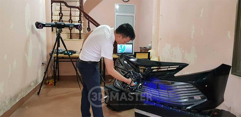 Scan trực tiếp chi tiết kim loại sơn đen mà không cần phủ bột scan 
