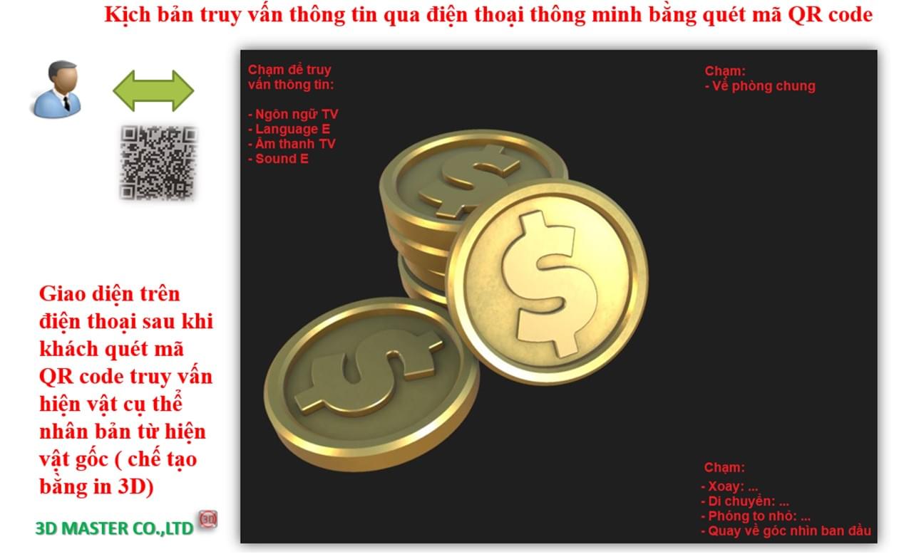 Kịch bản truy vấn thông tin qua website 3D bằng quét mã QR code