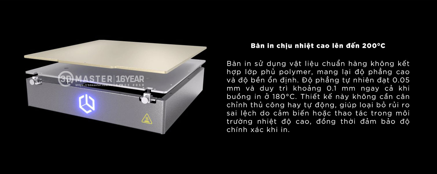 Máy in 3D nhiệt độ cao Creatbot PEEK-250 với bàn in chịu nhiệt cao đến 200 độ C