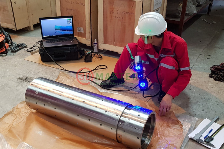 Scan 3D phục dựng bản vẽ trục máy bị mòn trước khi gia công cơ khí CNC
