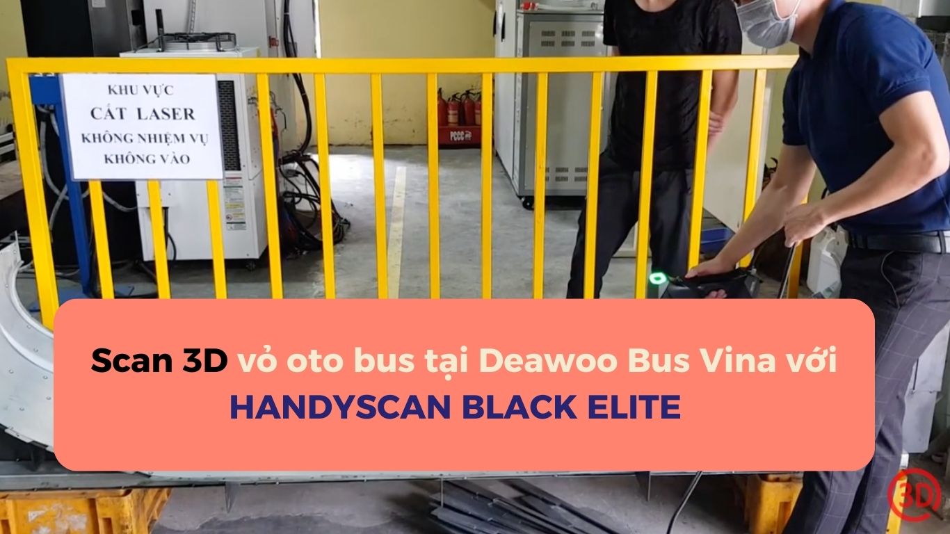 3D scanning of the exterior of a bus at Deawoo Bus Vina using the Handyscan Black Elite.